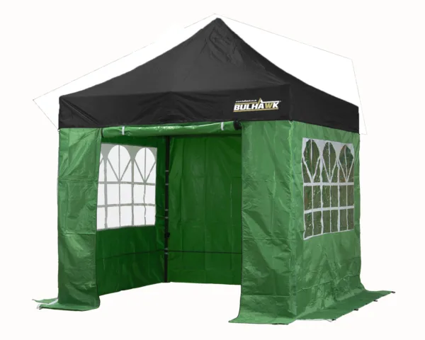 Bulhawk 2.5x2.5m Quantum 30 Pop up Gazebo including SIDEWALLS in Black & Green (Discounted - See listing for details)
