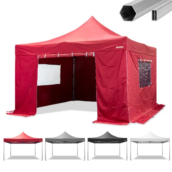 Bulhawk 4x4m Deluxe 50mm Hex Aluminium Heavy Duty Industrial Grade Pop Up Gazebo
