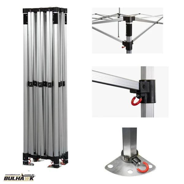 Bulhawk 3m x 4.5m Premium Plus 40 Aluminium Pop up Gazebo (Grey without Sidewalls)