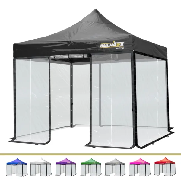 Bulhawk 3m x 3m Premium 32 Heavy Duty Pop Up Gazebo with Clear Sidewalls
