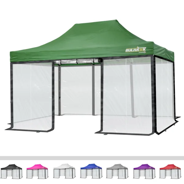 Bulhawk 3m x 4.5m Premium 32 Heavy Duty Pop Up Gazebo with Clear Sidewalls